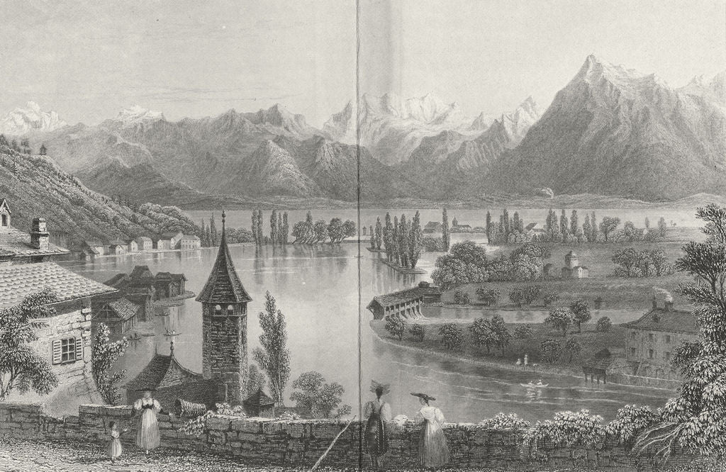 SWITZERLAND. Thun, Cemetery. Swiss-Bartlett 1845 old antique print picture